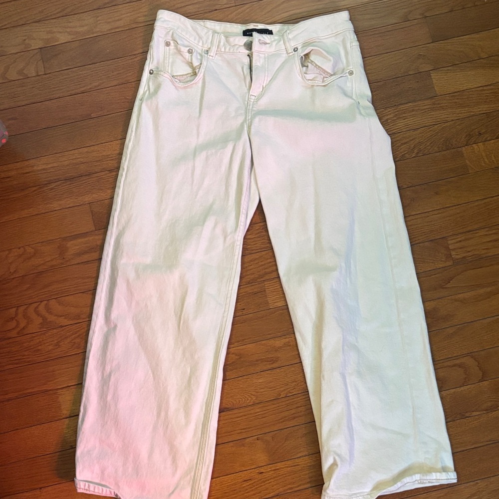 Aeropostale Cream Baggy Wide-Leg Jeans
